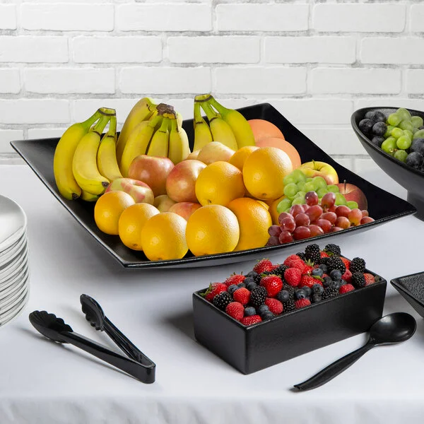 G.E.T. Enterprises FS008BB Bugambilia 10.6 Qt. Classic Textured Finish Black Resin-Coated Aluminum Square Fruit Bowl