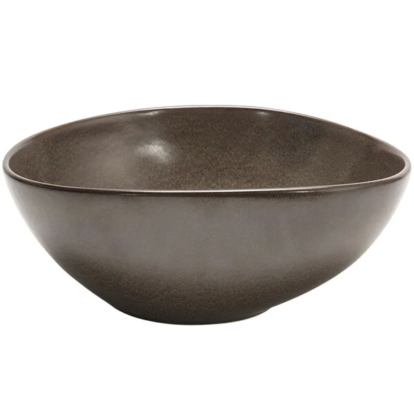 Front of the House Kiln 60 oz. Mocha Oval Tall Porcelain Bowl - 2/Case