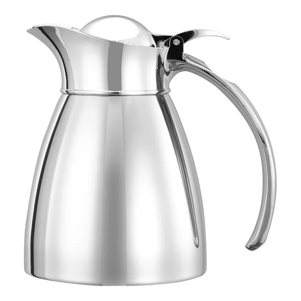 Service Ideas Marquette 10 oz. Polished Stainless Steel Insulated Carafe / Server with Flip-Top Lid MAR03PS