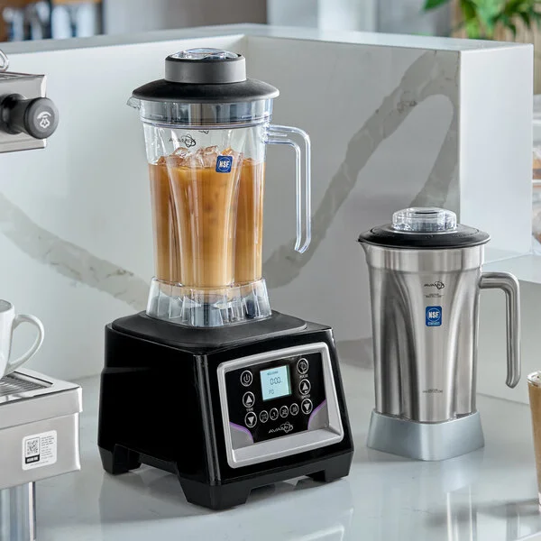 AvaMix BX2100PS 3 1/2 hp Commercial Blender with 8-Speed Programmable Touchpad Control, Timer, 64 oz. Stainless Steel Jar, and 64 oz. Polycarbonate Container - 120V
