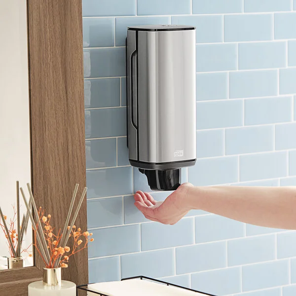 Tork Image 466000 Stainless Steel Wall-Mount Manual Foam Skincare / Hand Soap Dispenser S4