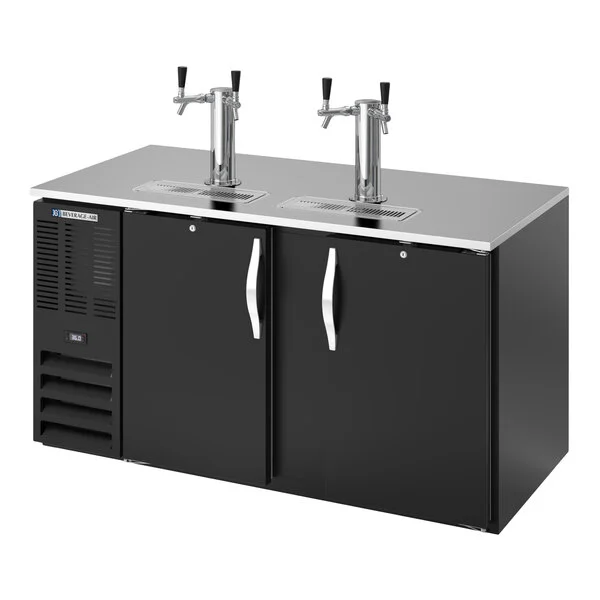 Beverage-Air DD58HC-B-016 2 Double Tap Kegerator Beer Dispenser - Black, (2) 1/2 Keg Capacity
