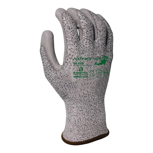 Armor Guys Basetek Hammer Head 4 02-028-XL Salt and Pepper A4 HDPE Gloves with Gray Polyurethane Palm Coating - Extra Large Armor Guys Basetek Hammer Head 4 02-028-XL Salt and Pepper A4 HDPE Gloves with Gray Polyurethane Palm Coating - Extra Large