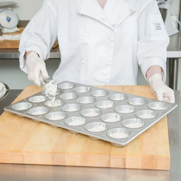 Chicago Metallic 45525 24 Cup 3.8 oz. Glazed Aluminized Steel Muffin / Cupcake Pan - 14 1/16