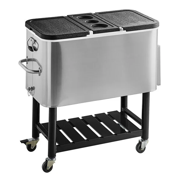 Choice 100 Qt. Stainless Steel Beverage Cooler Cart - 43 Choice 100 Qt. Stainless Steel Beverage Cooler Cart - 43