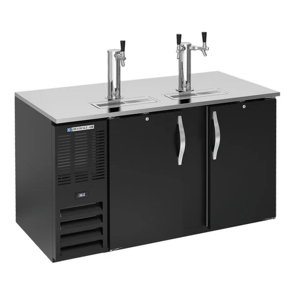 Beverage-Air DD58HC-B 1 Single and 1 Double Tap Kegerator Beer Dispenser - Black, (2) 1/2 Keg Capacity
