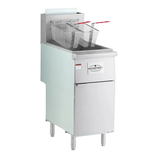 MainStreet Equipment Liquid Propane 50 lb. Stainless Steel Floor Fryer - 120,000 BTU MainStreet Equipment Liquid Propane 50 lb. Stainless Steel Floor Fryer - 120,000 BTU