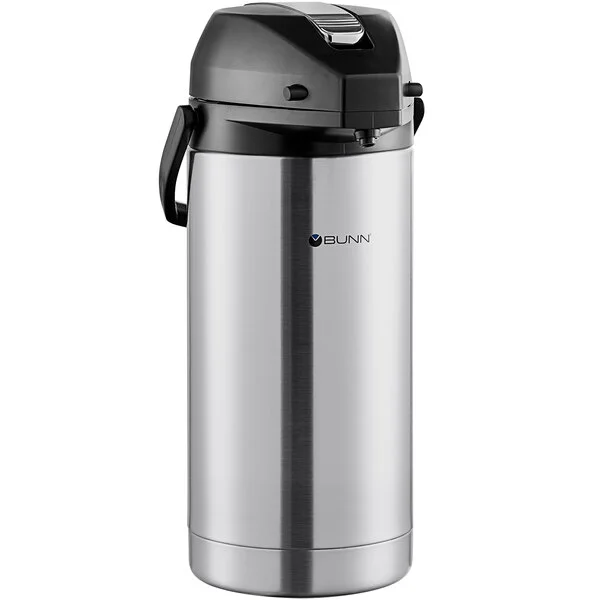 Bunn 36725.0100 3.8 Liter Stainless Steel Lined Lever Action Airpot - 6/Case Bunn 36725.0100 3.8 Liter Stainless Steel Lined Lever Action Airpot - 6/Case
