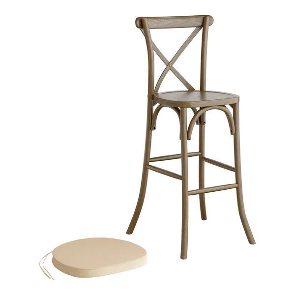 Lancaster Table & Seating Vineyard Whiskey Brown Wood Cross Back Bar Stool with 2 Lancaster Table & Seating Vineyard Whiskey Brown Wood Cross Back Bar Stool with 2