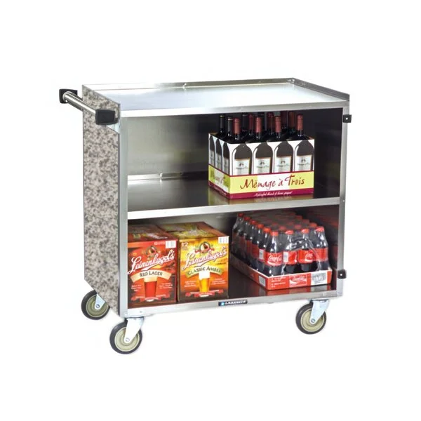 Lakeside 644GS 3 Shelf Medium Duty Stainless Steel Utility Cart with Enclosed Base and Gray Sand Finish - 22 1/2