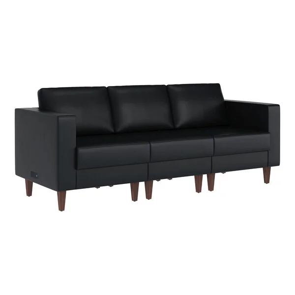 Flash Furniture Hercules Artemis Black LeatherSoft Sofa with 2 Charging Banks and Wooden Feet Flash Furniture Hercules Artemis Black LeatherSoft Sofa with 2 Charging Banks and Wooden Feet