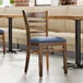 Lancaster Table & Seating Vintage Finish Wood Ladder Back Chair with Navy Vinyl Seat - Assembled