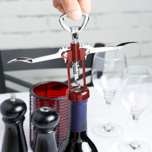 Franmara 2039-03 Tavern Customizable Wing Corkscrew with Burgundy Body