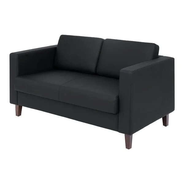 Flash Furniture Hercules Artemis Black LeatherSoft Loveseat with Charging Bank and Wooden Feet Flash Furniture Hercules Artemis Black LeatherSoft Loveseat with Charging Bank and Wooden Feet