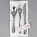 WNA Comet REFKIT3 Reflections Wrapped Stainless Steel Look Extra Heavy Weight Plastic Fork, Knife, Spoon, Salt, and Pepper with 2-Ply Napkin - 100/Case WNA Comet REFKIT3 Reflections Wrapped Stainless Steel Look Extra Heavy Weight Plastic Fork, Knife, Spoon, Salt, and Pepper with 2-Ply Napkin - 100/Case