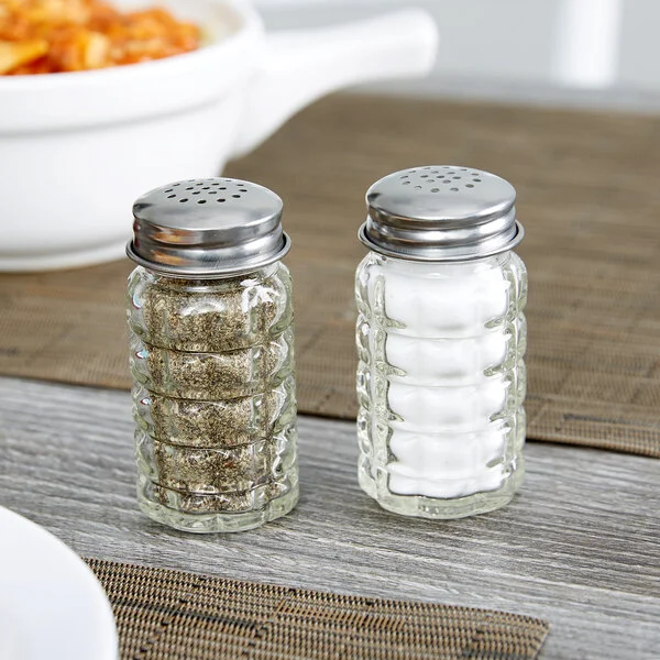 TableCraft 163S&P 1.5 oz. Nostalgia Glass Salt and Pepper Shaker with Stainless Steel Top - 24/Pack
