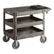 Lavex Large Black 3-Shelf Utility Cart with Premium Handle, Built-In Tool Compartments, and Oversized Wheels - 46 3/4 Lavex Large Black 3-Shelf Utility Cart with Premium Handle, Built-In Tool Compartments, and Oversized Wheels - 46 3/4