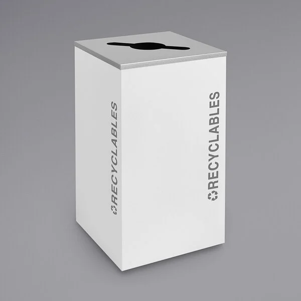Ex-Cell Kaiser RC-KDSQ-R BT-WHT Black Tie Kaleidoscope White Gloss Square 24 Gallon Recyclables Receptacle Ex-Cell Kaiser RC-KDSQ-R BT-WHT Black Tie Kaleidoscope White Gloss Square 24 Gallon Recyclables Receptacle