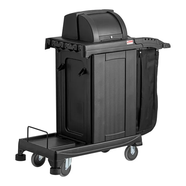 Suncast CCH225A Black High Security Janitor / Housekeeping Cart with Bag, Lockable Hood, and Non-Marring Wall Bumpers Suncast CCH225A Black High Security Janitor / Housekeeping Cart with Bag, Lockable Hood, and Non-Marring Wall Bumpers