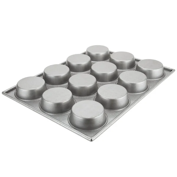 Chicago Metallic 44215 12 Cup 10.5 oz. Glazed Aluminized Steel Mini Cake / Jumbo Muffin Pan - 15 1/2 Chicago Metallic 44215 12 Cup 10.5 oz. Glazed Aluminized Steel Mini Cake / Jumbo Muffin Pan - 15 1/2
