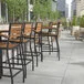 Flash Furniture Lark Natural Faux Teak Slat Stackable Barstool with Arms Flash Furniture Lark Natural Faux Teak Slat Stackable Barstool with Arms