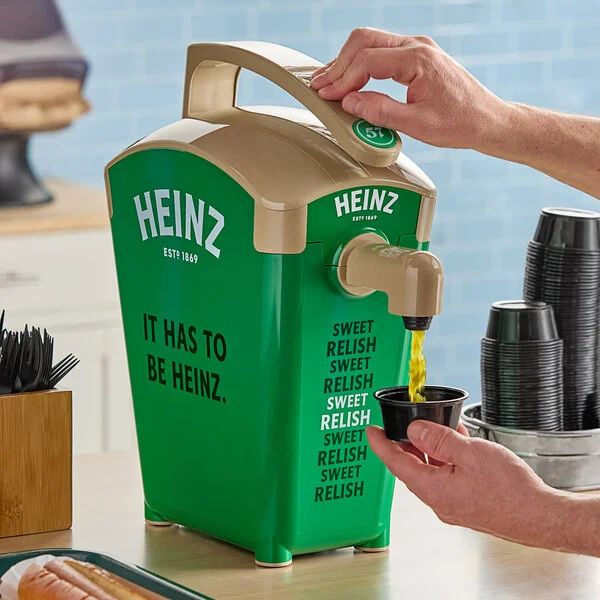 Heinz Keystone 1.5 Gallon Green Plastic Countertop Sweet Relish Pump Dispenser