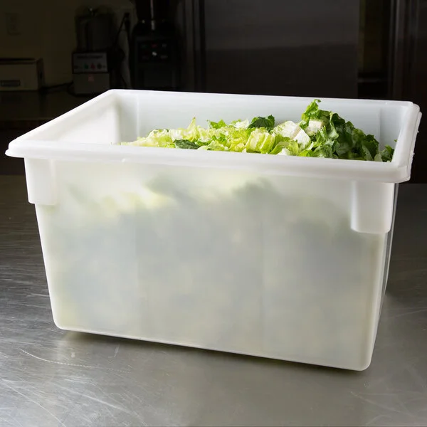 Rubbermaid® FG350100WHT White Polyethylene Food Storage Box - 26 Rubbermaid® FG350100WHT White Polyethylene Food Storage Box - 26