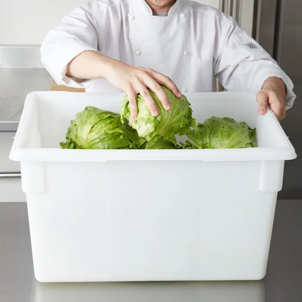 Rubbermaid® FG350100WHT White Polyethylene Food Storage Box - 26 Rubbermaid® FG350100WHT White Polyethylene Food Storage Box - 26