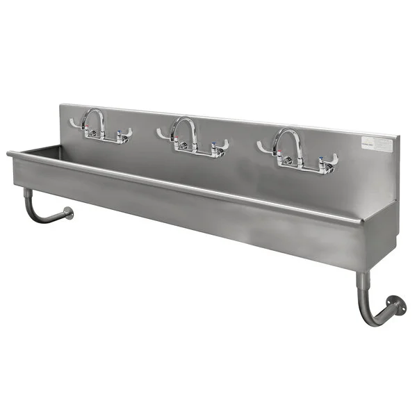 Advance Tabco 19-18-60-ADA-F 16-Gauge Stainless Steel ADA Multi-Station Hand Sink with 5 Advance Tabco 19-18-60-ADA-F 16-Gauge Stainless Steel ADA Multi-Station Hand Sink with 5