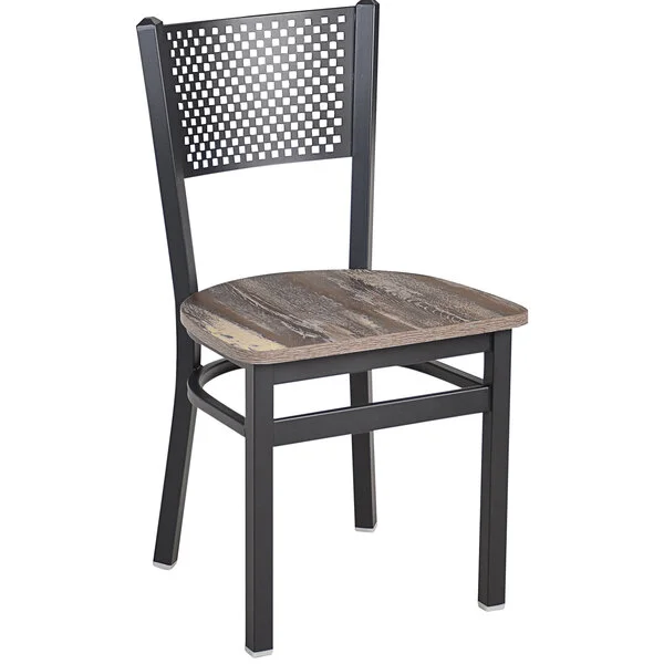 BFM Seating Polk Sand Black Steel Perforated Back Chair with Relic Farm House Melamine Seat BFM Seating Polk Sand Black Steel Perforated Back Chair with Relic Farm House Melamine Seat