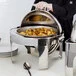 Vollrath 46265 6 Qt. New York, New York Retractable Dripless Round Chafer with Brass Trim Vollrath 46265 6 Qt. New York, New York Retractable Dripless Round Chafer with Brass Trim