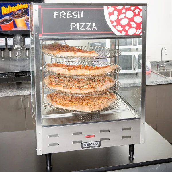 Nemco 6452 Single Door Rotating 4-Tier Pizza Merchandiser with 18
