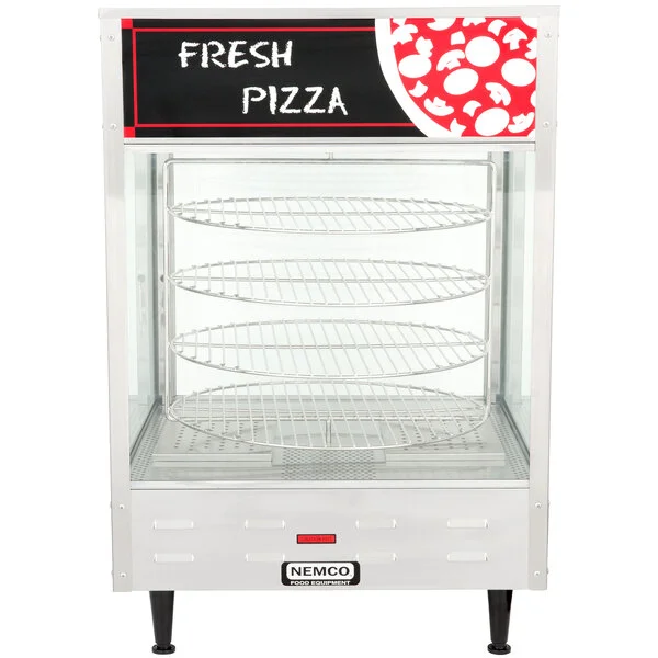 Nemco 6452 Single Door Rotating 4-Tier Pizza Merchandiser with 18 Nemco 6452 Single Door Rotating 4-Tier Pizza Merchandiser with 18