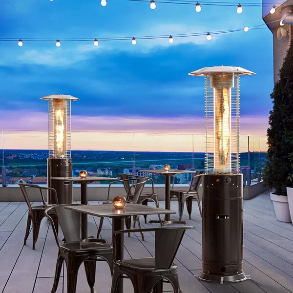 Backyard Pro Courtyard Series RNDFHBLK Black Round Portable Propane Outdoor Patio Heater with Glass Tube - 46,000 BTU Backyard Pro Courtyard Series RNDFHBLK Black Round Portable Propane Outdoor Patio Heater with Glass Tube - 46,000 BTU