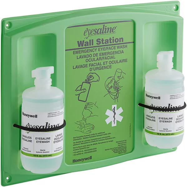 Honeywell Eyesaline 16 oz. Double Bottle Sterile Eyewash Wall Station 32-000465-0000 Honeywell Eyesaline 16 oz. Double Bottle Sterile Eyewash Wall Station 32-000465-0000
