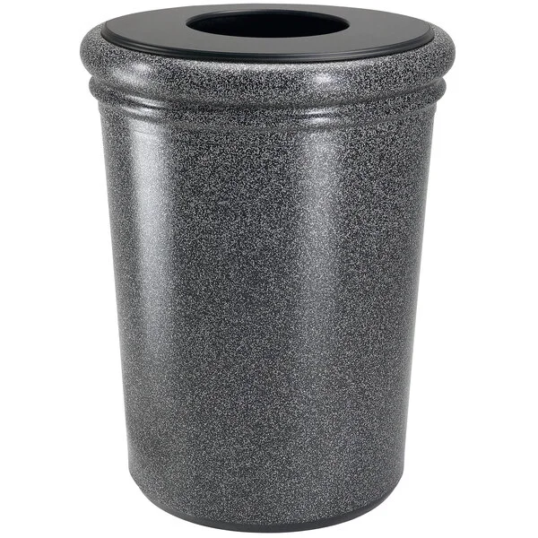 Commercial Zone 720919 StoneTec 50 Gallon Pepperstone Round Stone Decorative Trash Can with Lid