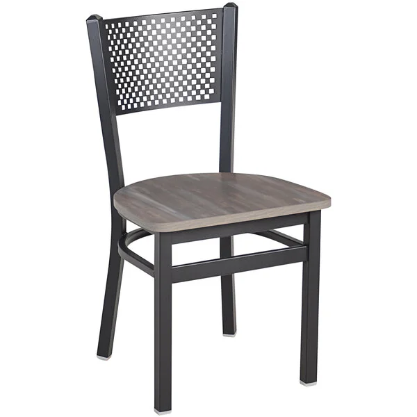 BFM Seating Polk Sand Black Steel Perforated Back Chair With Relic Chestnut Melamine Seat BFM Seating Polk Sand Black Steel Perforated Back Chair With Relic Chestnut Melamine Seat