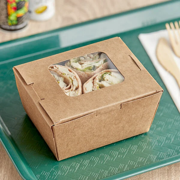 Choice Kraft Folded Paper #1 Take-Out Container with Window 4 3/8