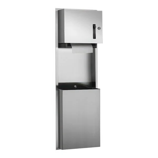 American Specialties, Inc. Traditional 10-046924 Recessed Lever-Operated Roll Paper Towel Dispenser with 12 Gallon Waste Receptacle American Specialties, Inc. Traditional 10-046924 Recessed Lever-Operated Roll Paper Towel Dispenser with 12 Gallon Waste Receptacle