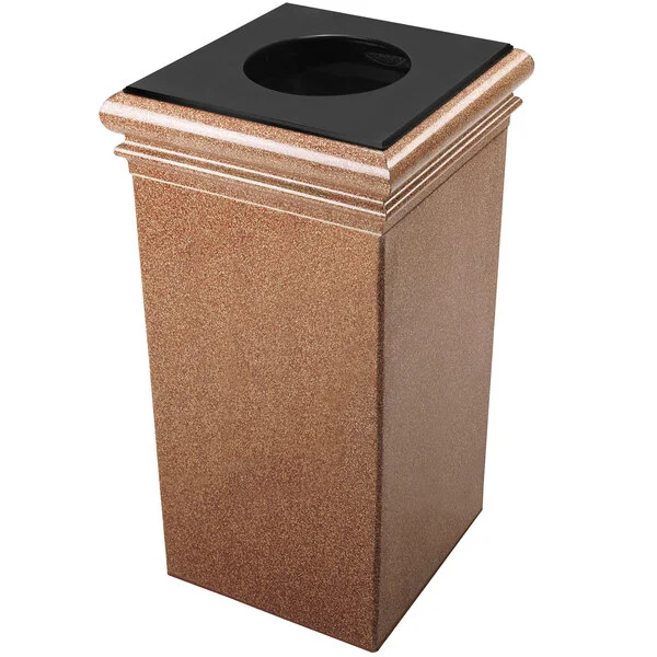 Commercial Zone 722121 StoneTec 30 Gallon Sedona Square Decorative Trash Can with Lid