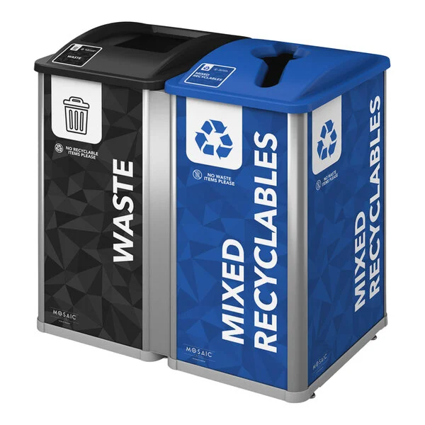 Busch Systems Mosaic 209817 64 Gallon HDPE Two Stream Decorative Mixed Recyclables / Waste Receptacle Busch Systems Mosaic 209817 64 Gallon HDPE Two Stream Decorative Mixed Recyclables / Waste Receptacle