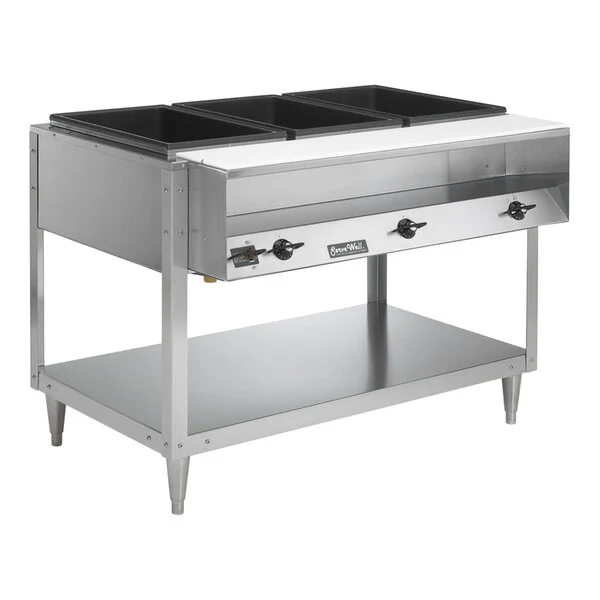 Vollrath 38103 ServeWell® Electric Three Pan Sealed Well Hot Food Table - 120V Vollrath 38103 ServeWell® Electric Three Pan Sealed Well Hot Food Table - 120V