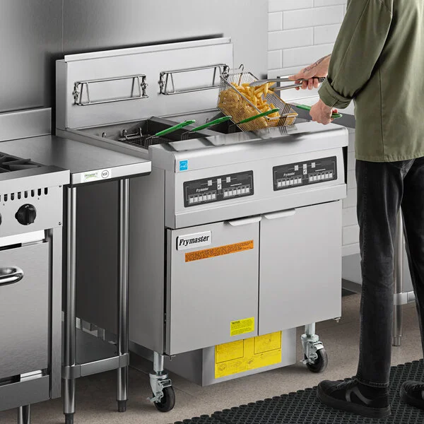 Frymaster FPPH255 Natural Gas 100 lb. 2 Unit High-Efficiency Gas Floor Fryer System with CM3.5 Controls - 160,000 BTU