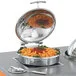 Vollrath 46121 6 Qt. Intrigue Solid Top Round Induction Chafer with Brass Trim and Stainless Steel Food Pan Vollrath 46121 6 Qt. Intrigue Solid Top Round Induction Chafer with Brass Trim and Stainless Steel Food Pan