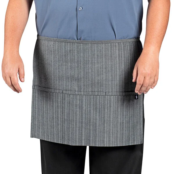 Uncommon Chef 3129 Gray Customizable Triple Denim Ardor Waist Apron with 3 Pockets - 18