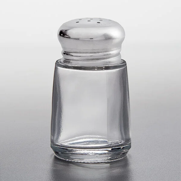 Vollrath 602-12 Traex® Dripcut® 2 oz. Traditional Glass Salt and Pepper Shaker with Stainless Steel Mushroom Top - 12/Pack Vollrath 602-12 Traex® Dripcut® 2 oz. Traditional Glass Salt and Pepper Shaker with Stainless Steel Mushroom Top - 12/Pack