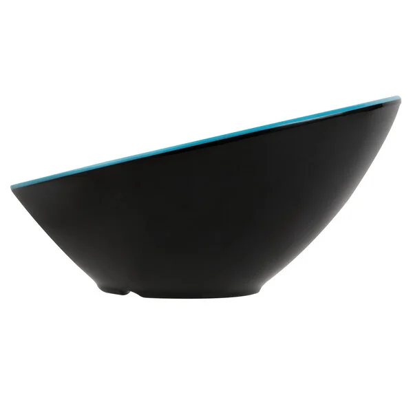 G.E.T. B-788-BL/BK Brasilia 16 oz. Blue and Black Slanted Melamine Catering Bowl G.E.T. B-788-BL/BK Brasilia 16 oz. Blue and Black Slanted Melamine Catering Bowl