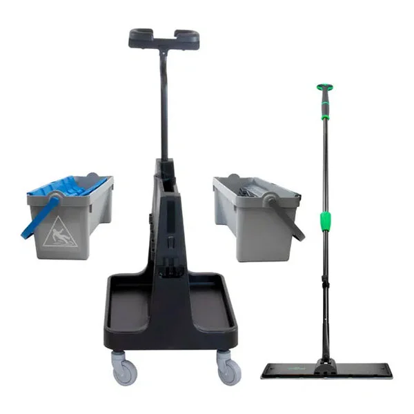 Unger OmniClean CLBK1 Dual Bucket Floor Cleaning Kit with Straight Pole Unger OmniClean CLBK1 Dual Bucket Floor Cleaning Kit with Straight Pole