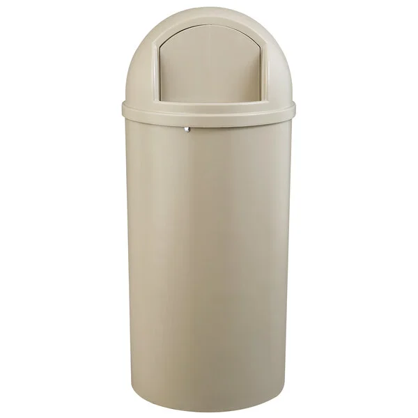 Rubbermaid® FG817088BEIG Marshal Classic Beige Round Resin Trash Can with Retainer Bands 100 Qt. / 25 Gallon Rubbermaid® FG817088BEIG Marshal Classic Beige Round Resin Trash Can with Retainer Bands 100 Qt. / 25 Gallon