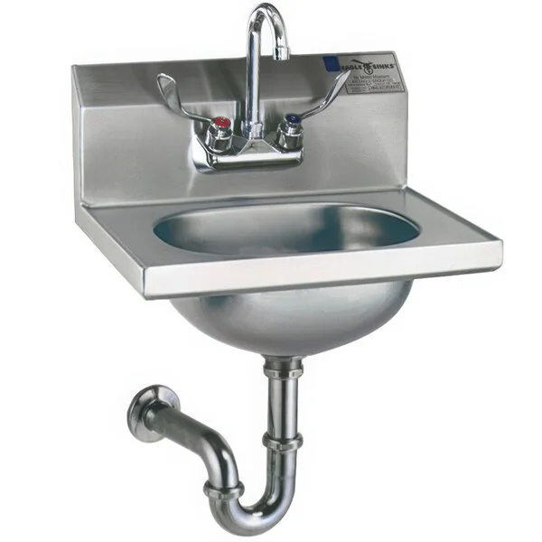Eagle Group HSA-10-FAW-MG MICROGARD® Hand Sink with Gooseneck Faucet, Wrist Action Handles, P-Trap, Tail Piece, and Basket Drain